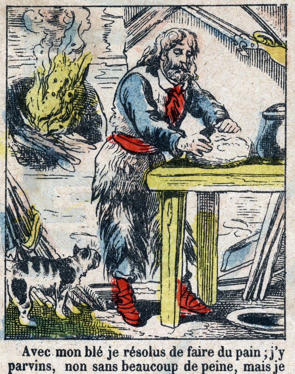 Illustration för Daniel Defoes bok (De foe) "" Robinson Crusoe"". Epinal avbildning från slutet av 1800-talet. av French School