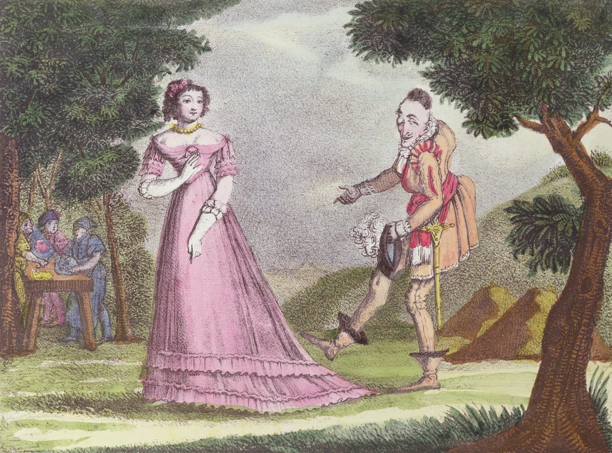 Illustration till Riquet a la Houppe, saga av Charles Perrault (1628-1703), ca. 1820-30 av French School