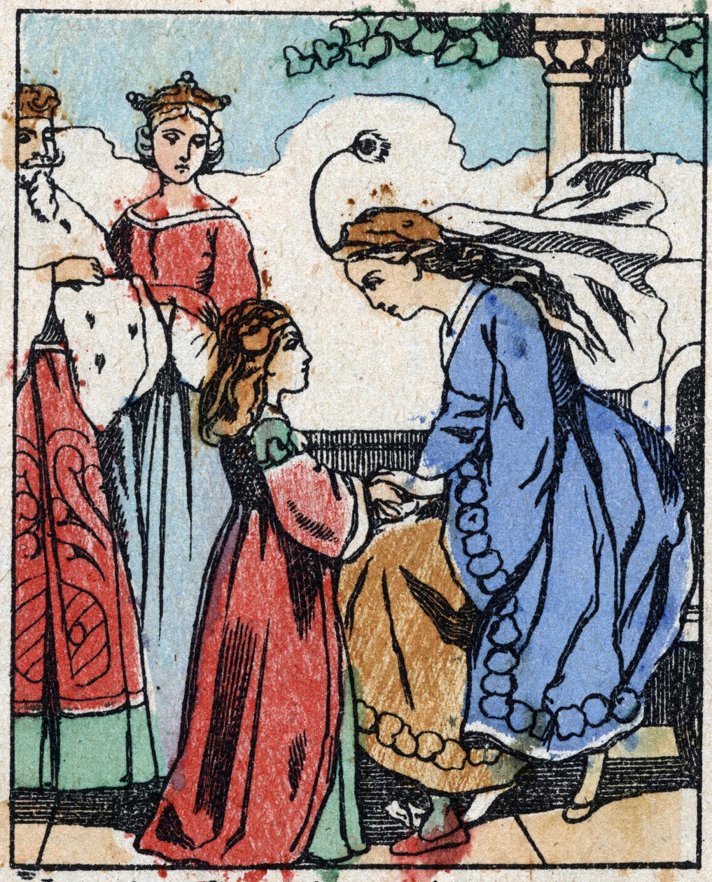 Illustration till "" Riquet a la houppe", berättelse av Charles Perrault (1628-1703), fransk författare. Trästick av Imaging Pellerin - Epinal, sd. Sent 1800-tal. av French School