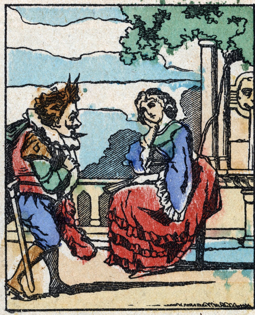 Illustration till "" Riquet a la houppe", berättelse av Charles Perrault (1628-1703), fransk författare. Trästick av Imaging Pellerin - Epinal, sd. Sent 1800-tal. av French School