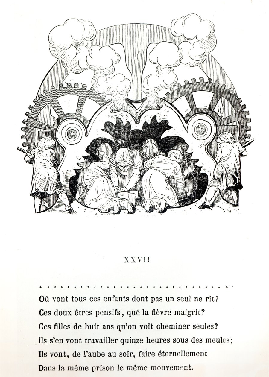 Illustration till en dikt om barnarbete av Victor Hugo (1802-85) c.1880, utgiven av Hetzel av French School