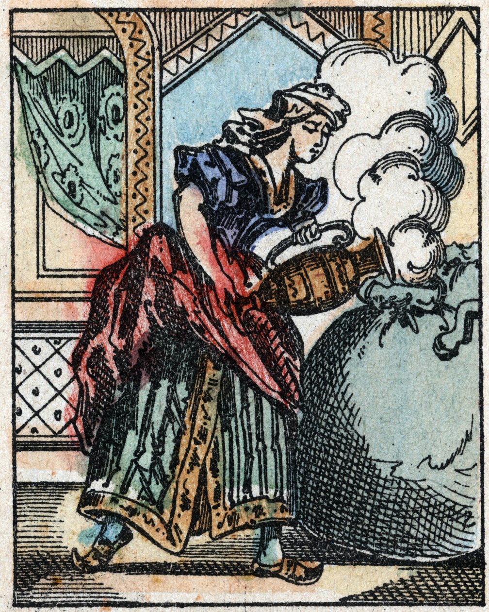 Illustration till sagorna om tusen och en natt. Ali-Baba (Ali Baba). Trästick från Imaging Pellerin - Epinal, sd. Sent 1800-tal. av French School