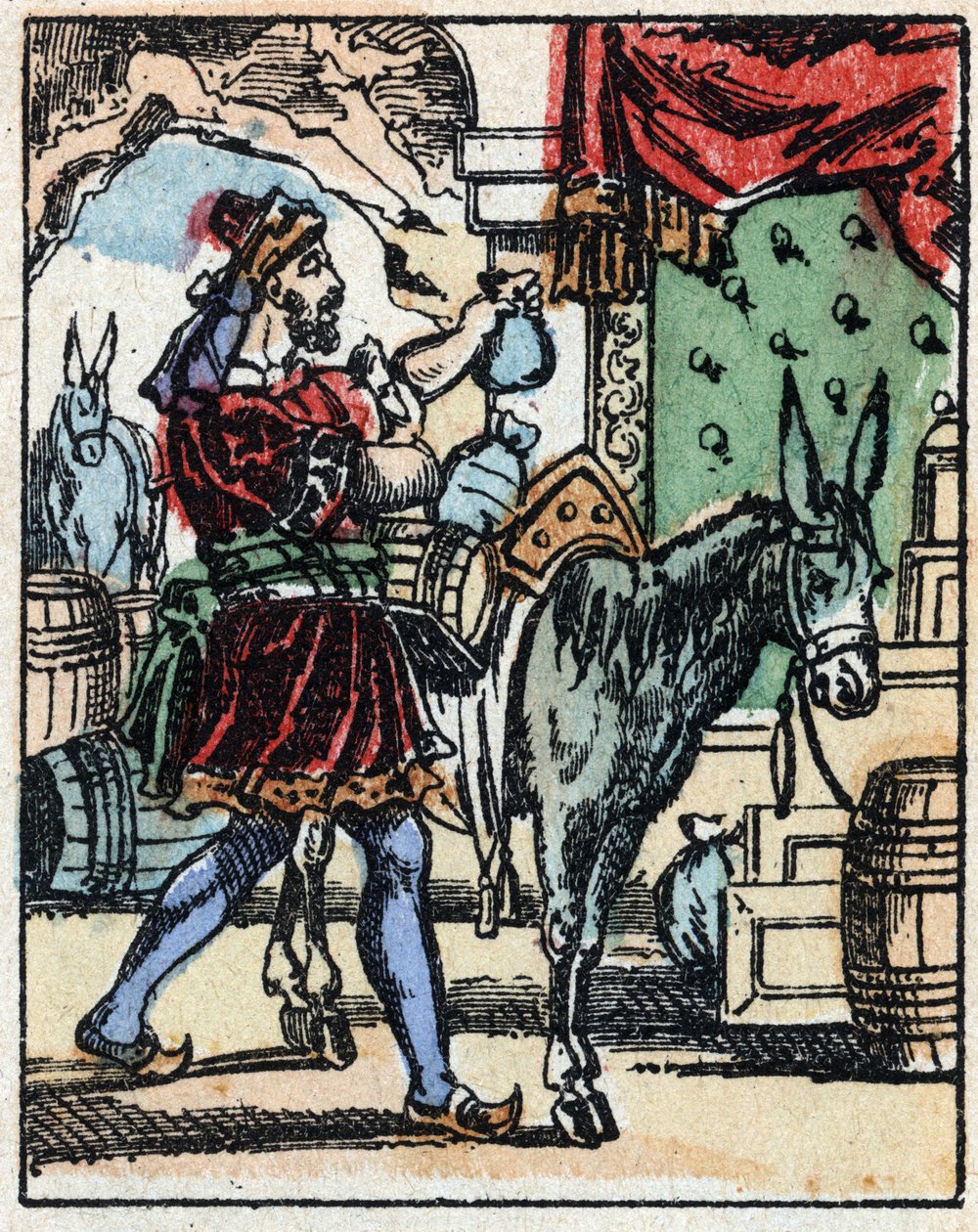 Illustration till sagorna om tusen och en natt. Ali-Baba (Ali Baba). Trästick från Imaging Pellerin - Epinal, sd. Sent 1800-tal. av French School
