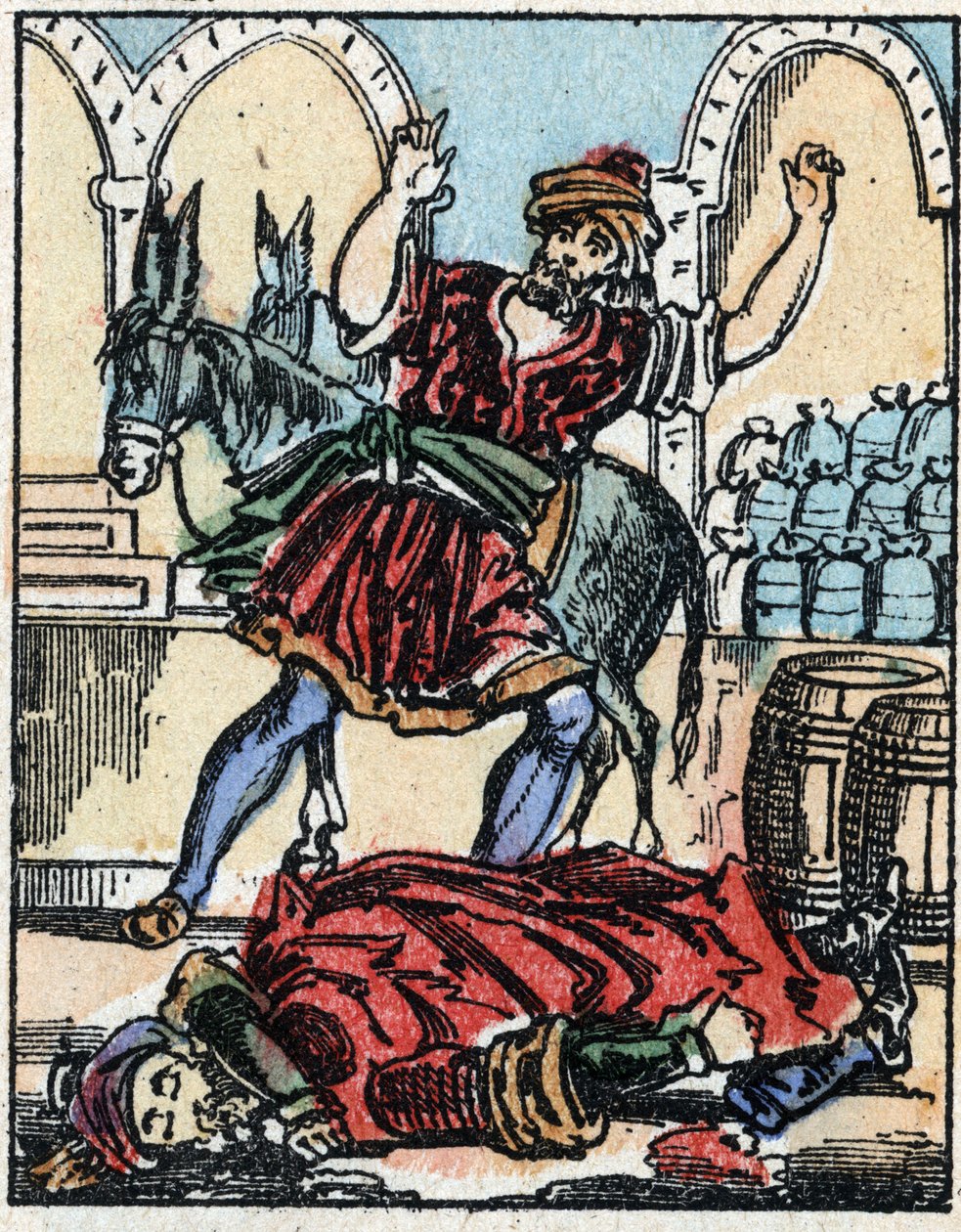 Illustration till sagorna om tusen och en natt. Ali-Baba (Ali Baba).Trästick från Imaging Pellerin - Epinal, sd. Sent 1800-tal. av French School