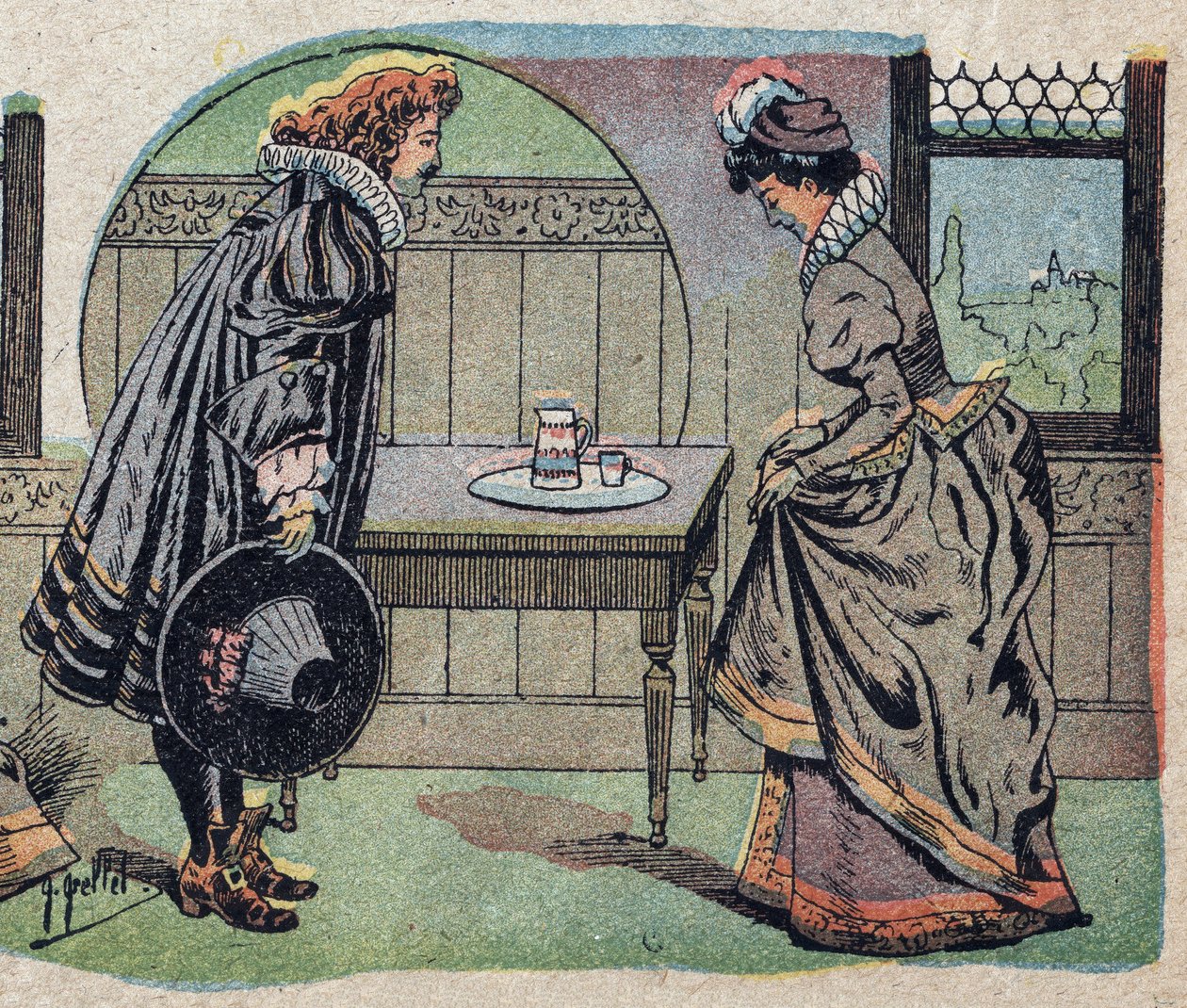Illustration för berättelsen "Skönheten och beten"": beten blev en vackrare prins. Gravyr av Quinn-bilder, cirka 1890. av French School