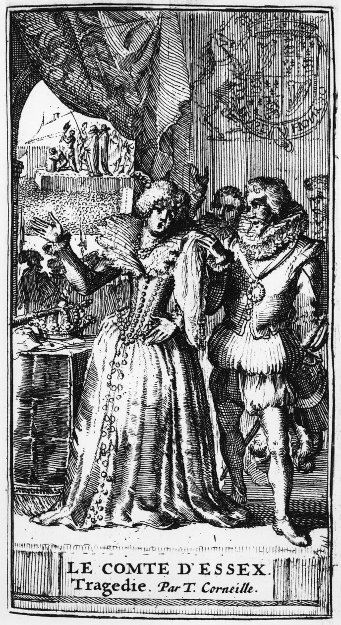 Illustration från Le Comte dEssex av Thomas Corneille (1625-1709) publicerad 1680 av French School