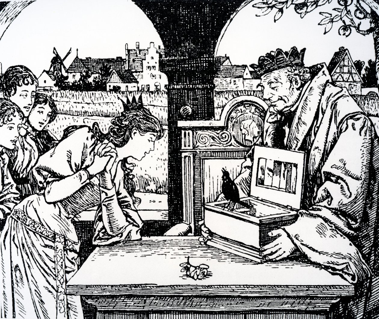 Illustration från Prinsessan och svinherden av HC Andersen av French School
