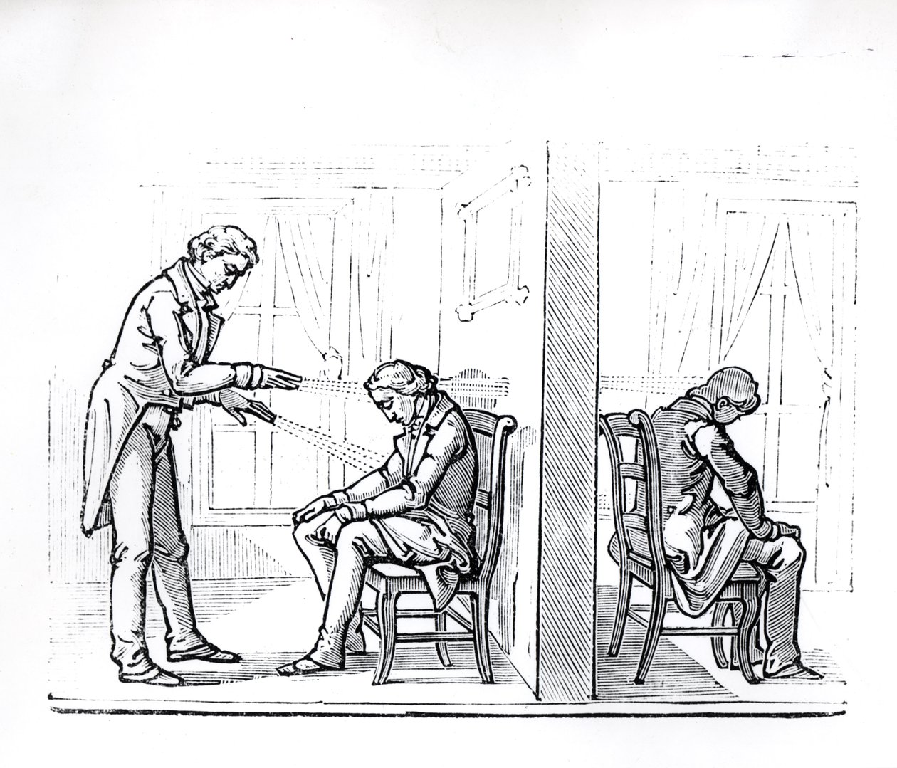 Illustration från du Poteters arbete om djurmagnetism, 1863 av French School