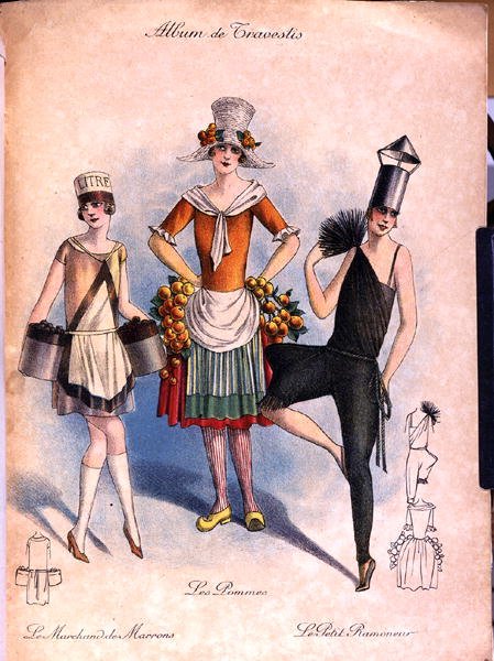 Illustration från "Album de Travestis", ca 1920-30 (färglitografi) av French School