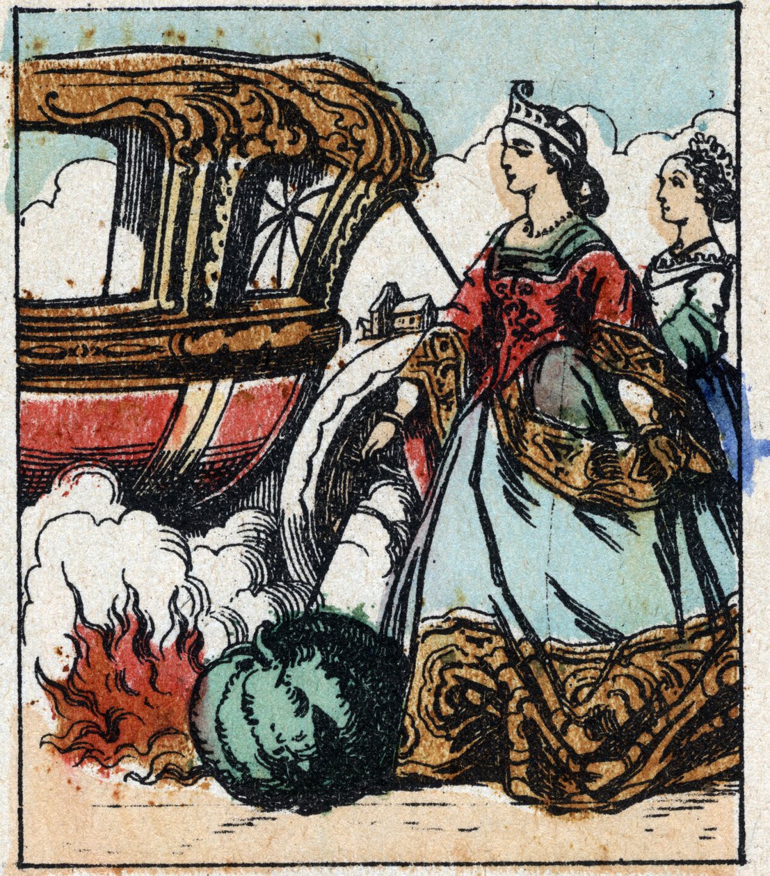 Illustration av Charles Perraults berättelse "Askungen eller den lilla glastofflan". Trästick av Imaging Pellerin - Epinal, sd. Sent 1800-tal. av French School