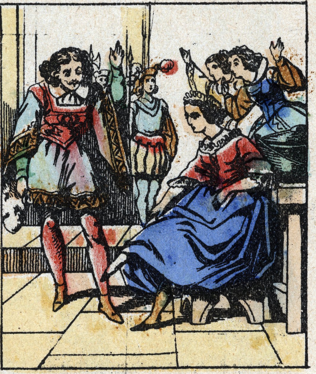 Illustration av Charles Perraults berättelse "Askungen eller den lilla glastofflan". Trästick av Imaging Pellerin - Epinal, sd. Sent 1800-tal. av French School