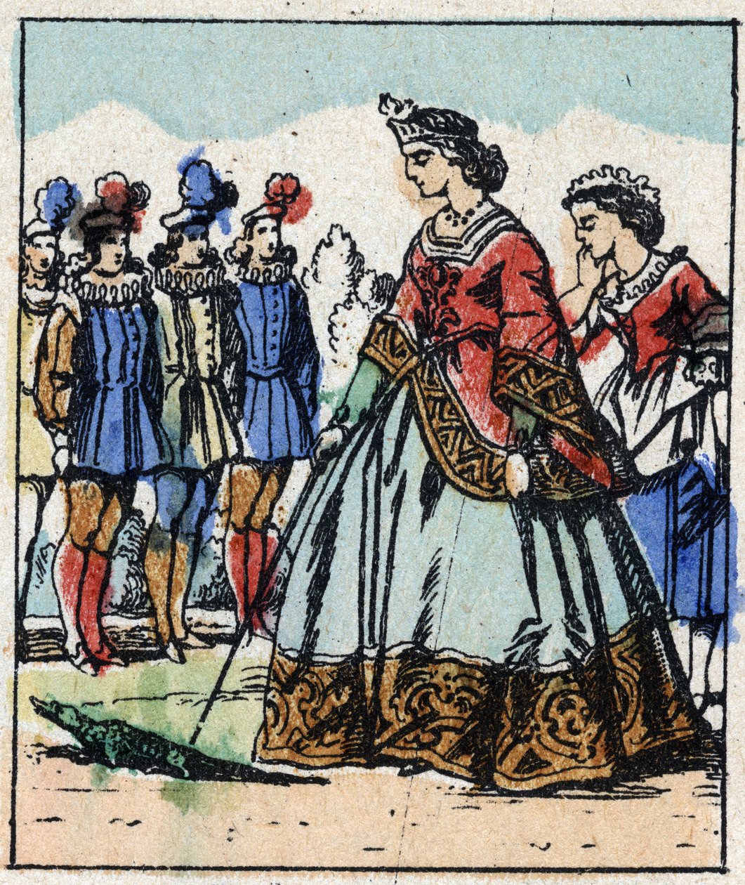 Illustration av Charles Perraults berättelse "Askungen eller den lilla glastofflan". Trästick av Imaging Pellerin - Epinal, sd. Sent 1800-tal. av French School
