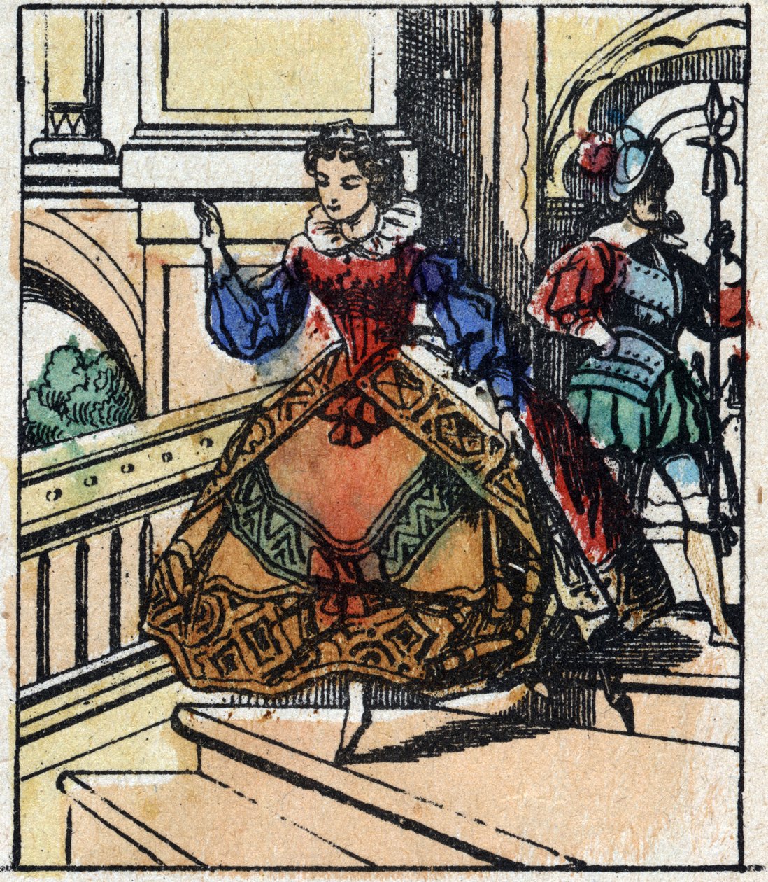 Illustration av Charles Perraults berättelse "Askungen eller den lilla glastofflan". Trästick av Imaging Pellerin - Epinal, sd. Sent 1800-tal. av French School
