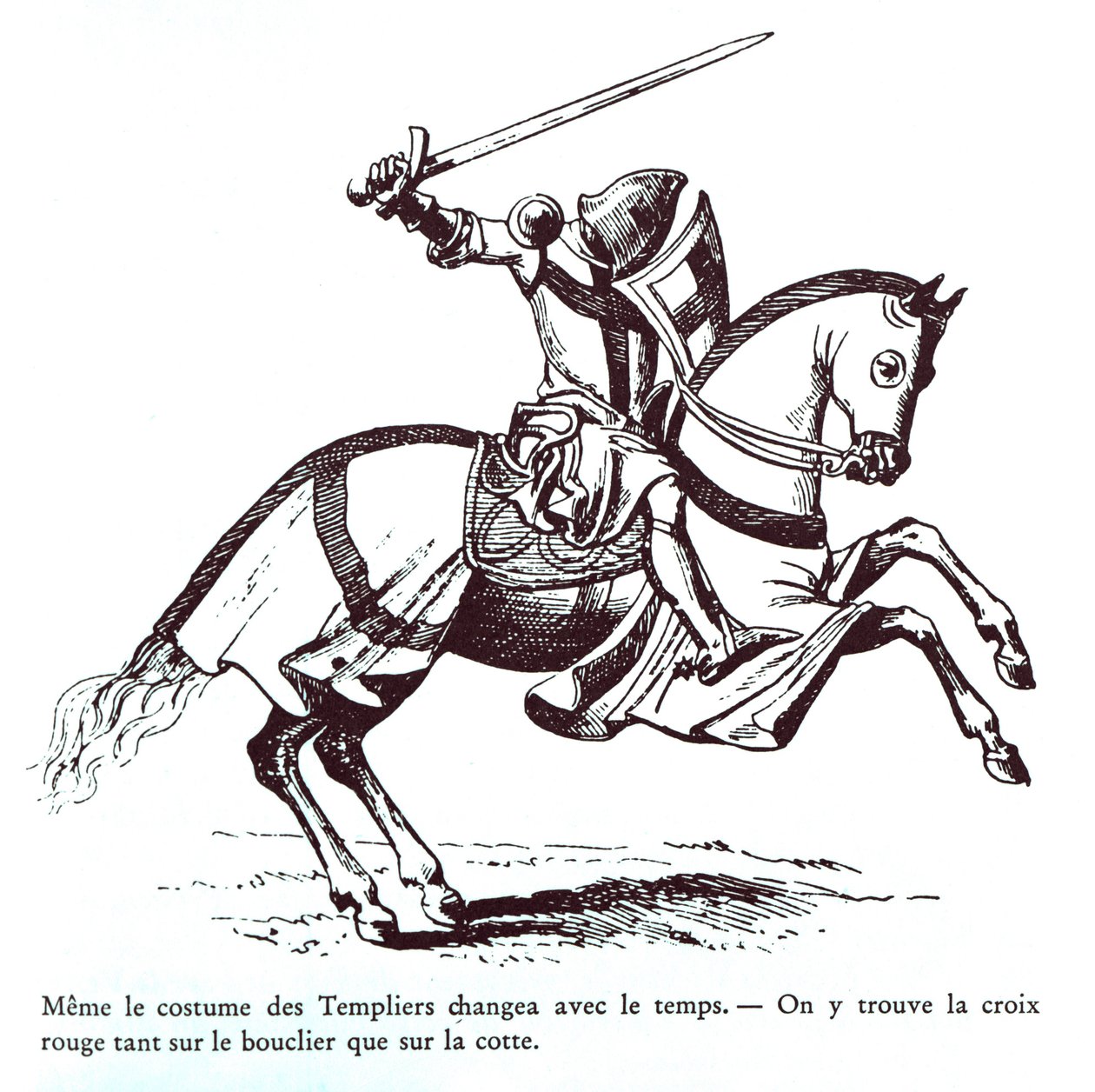 Illustration av en tempelriddare (gravyr) av French School
