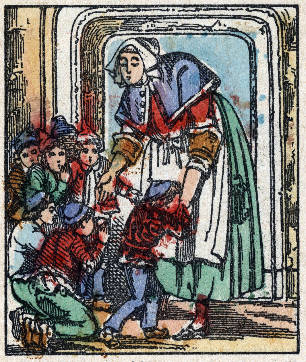 Illustration av berättelsen "" Le petit poucet "" av Charles Perrault. Trästick av Imaging Pellerin - Epinal, sd. Sent 1800-tal. av French School