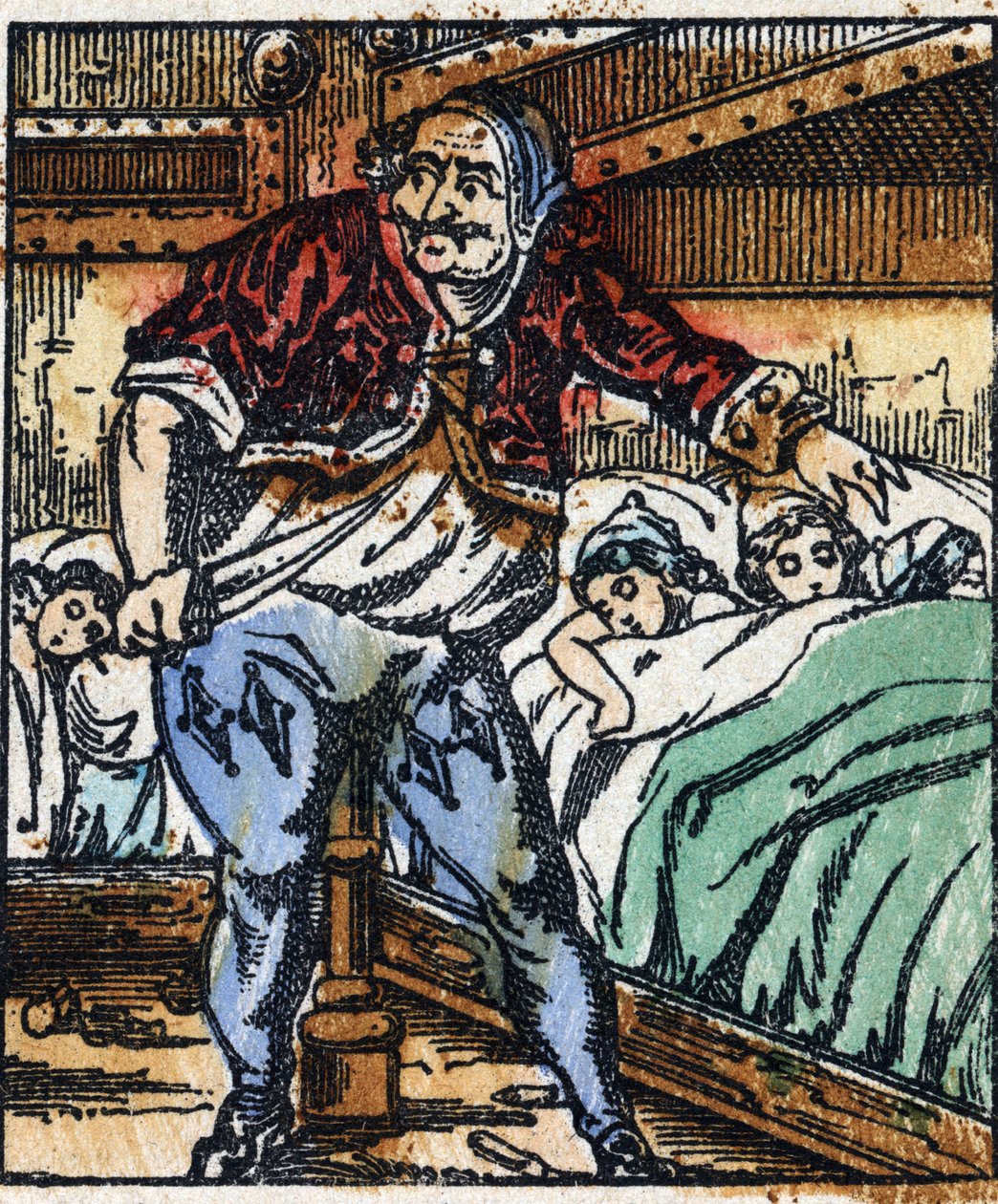 Illustration av berättelsen "" Le petit poucet "" av Charles Perrault. Trästick av Imaging Pellerin - Epinal, sd. Sent 1800-tal. av French School