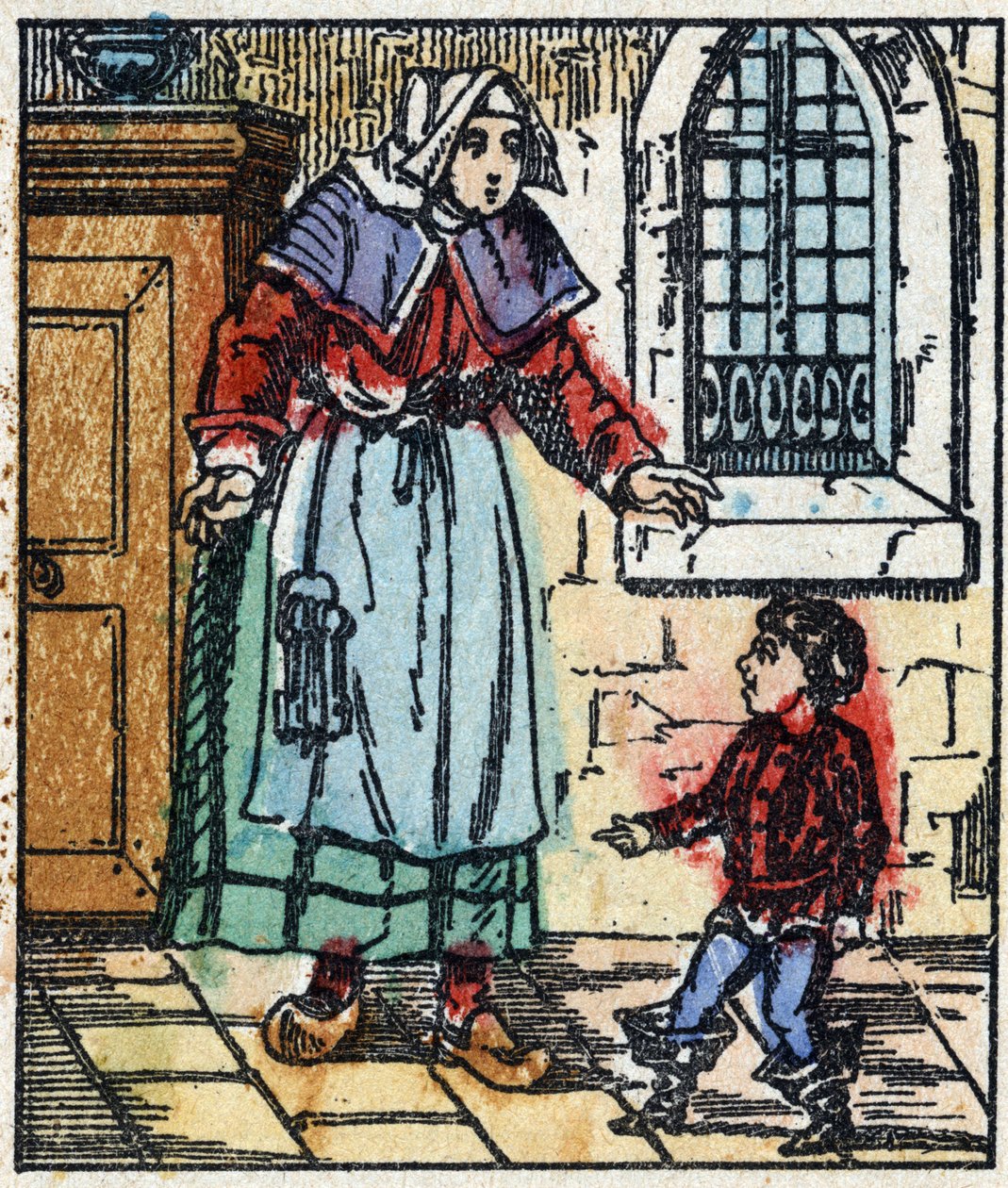 Illustration av berättelsen "" Le petit poucet "" av Charles Perrault. Trästick av Imaging Pellerin - Epinal, sd. Sent 1800-tal. av French School