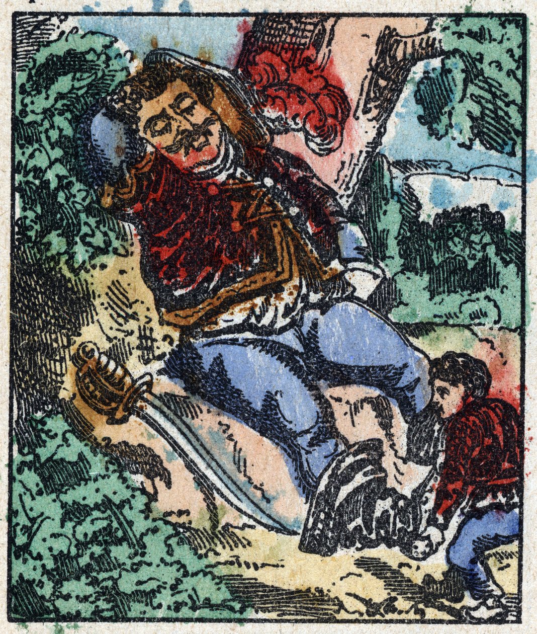 Illustration av berättelsen "" Le petit poucet "" av Charles Perrault. Trästick av Imaging Pellerin - Epinal, sd. Sent 1800-tal. av French School