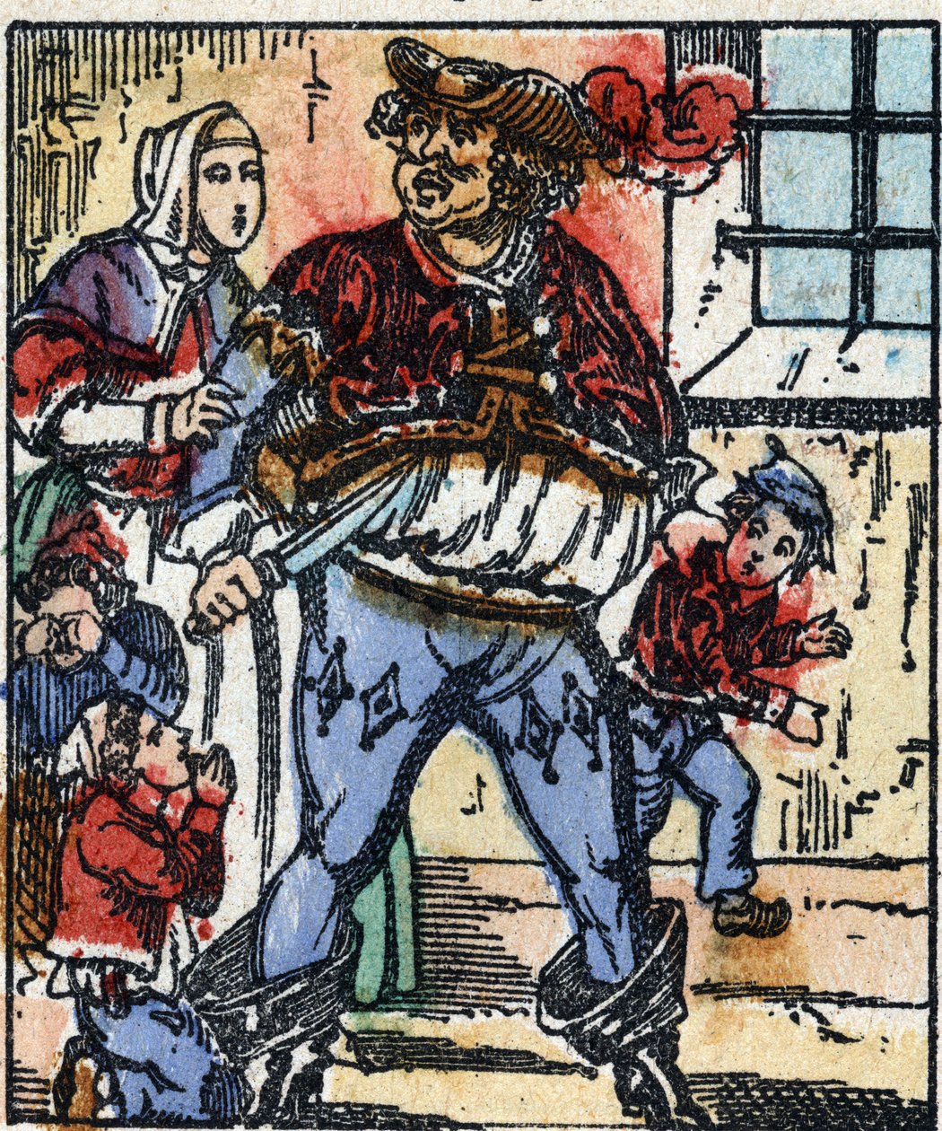 Illustration av berättelsen "" Le petit poucet "" av Charles Perrault. Trästick av Imaging Pellerin - Epinal, sd. Sent 1800-tal. av French School