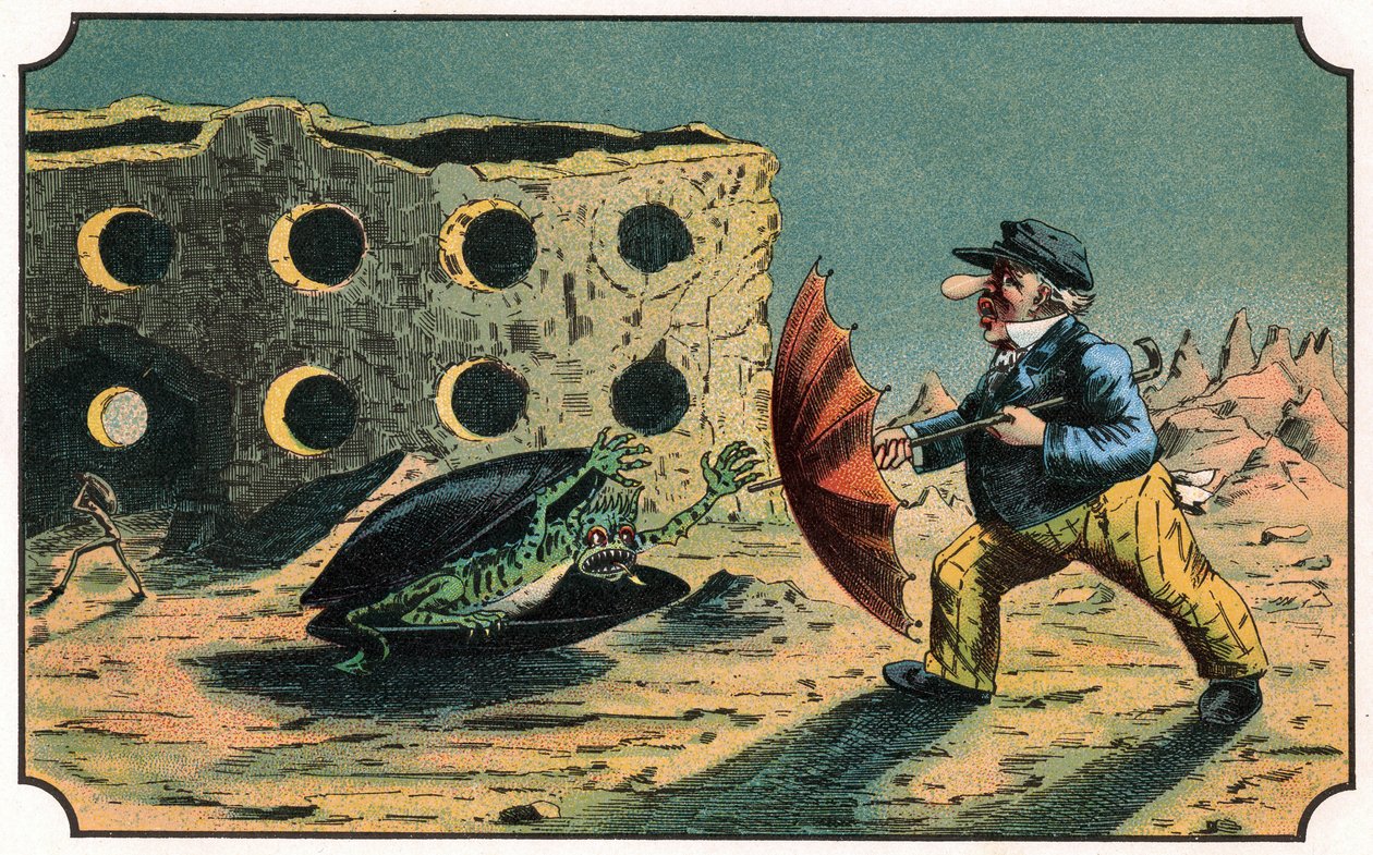 Illustration av boken "Voyage dans la lune avant 1900" av A. de Ville-d