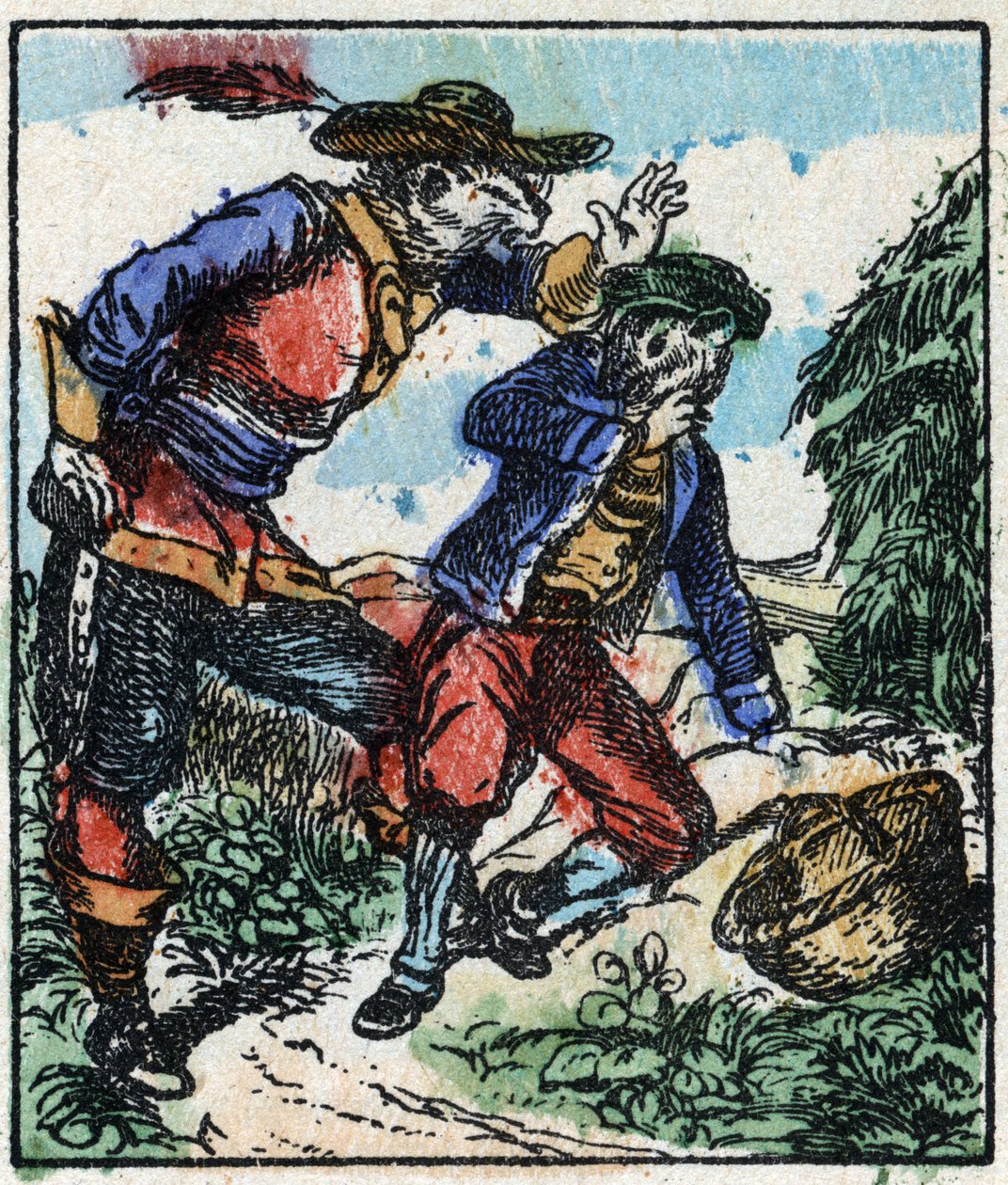 Illustration av berättelsen "" Raminagrobis och mössen "" Trästick från Imaging Pellerin - Epinal, sd. Sent 1800-tal. av French School