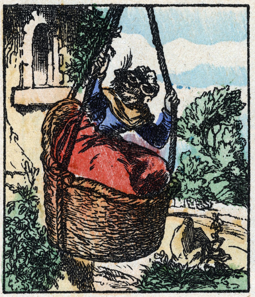 Illustration av berättelsen "" Raminagrobis och mössen "" Trästick från Imaging Pellerin - Epinal, sd. Sent 1800-tal. av French School