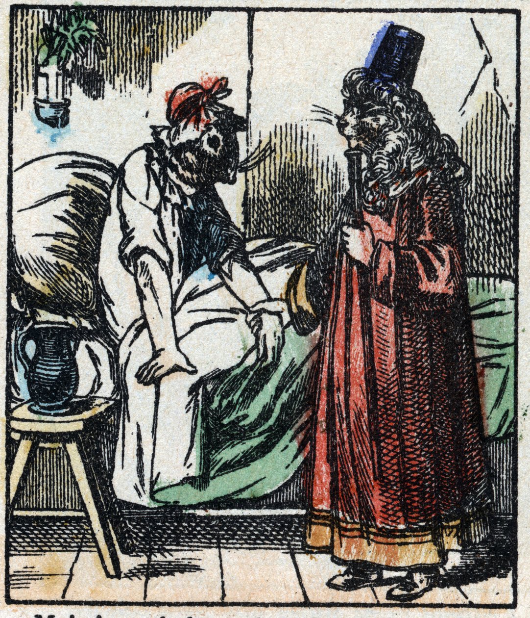 Illustration av berättelsen "" Raminagrobis och mössen "" Trästick från Imaging Pellerin - Epinal, sd. Sent 1800-tal. av French School