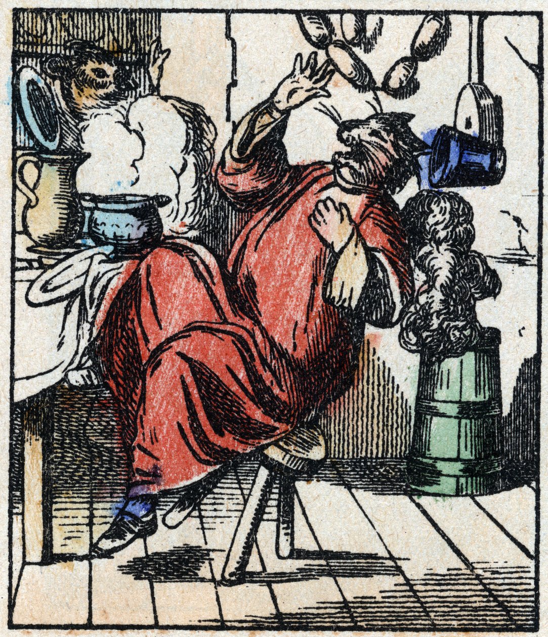 Illustration av berättelsen "" Raminagrobis och mössen "" Trästick från Imaging Pellerin - Epinal, sd. Sent 1800-tal. av French School