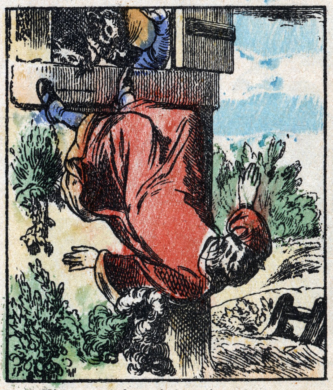 Illustration av berättelsen "" Raminagrobis och mössen "" Trästick från Imaging Pellerin - Epinal, sd. Sent 1800-tal. av French School