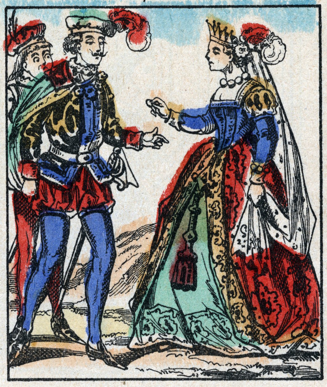 Illustration av berättelsen "The Adventures of Grand Flandrin"” Trästick från Imaging Pellerin - Epinal, sd. Sent 1800-tal. av French School