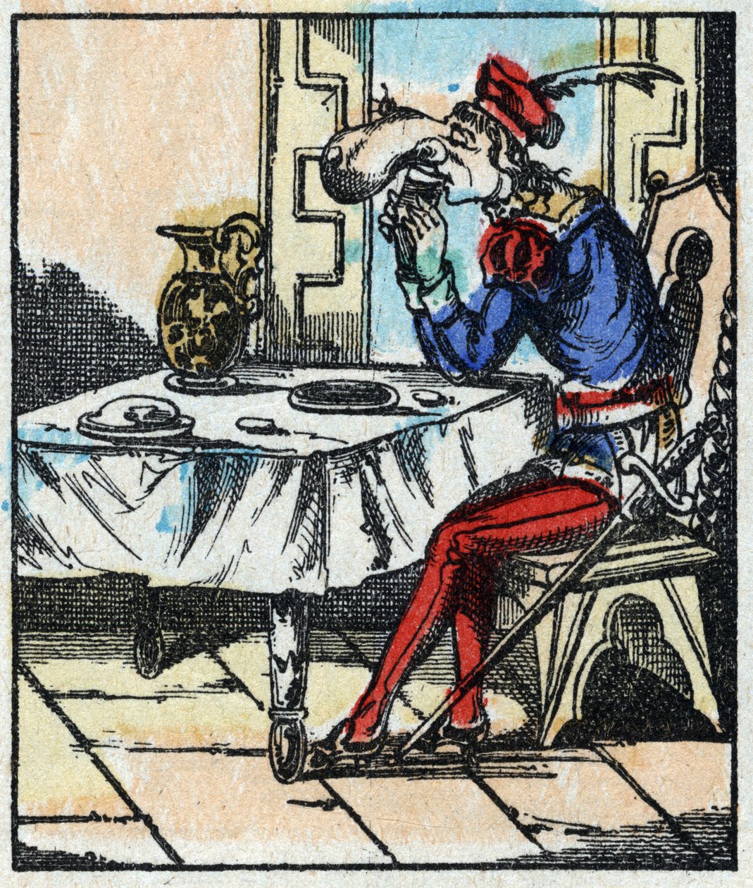 Illustration av berättelsen "The Adventures of Grand Flandrin"” Trästick från Imaging Pellerin - Epinal, sd. Sent 1800-tal. av French School