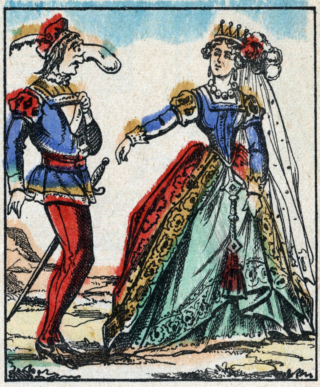 Illustration av berättelsen "The Adventures of Grand Flandrin"” Trästick från Imaging Pellerin - Epinal, sd. Sent 1800-tal. av French School