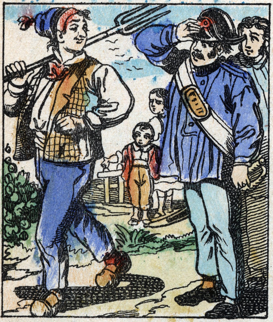 Illustration av berättelsen "" Djävulens gaffel "" Trästick från Imaging Pellerin - Epinal, sd. Sent 1800-tal. av French School