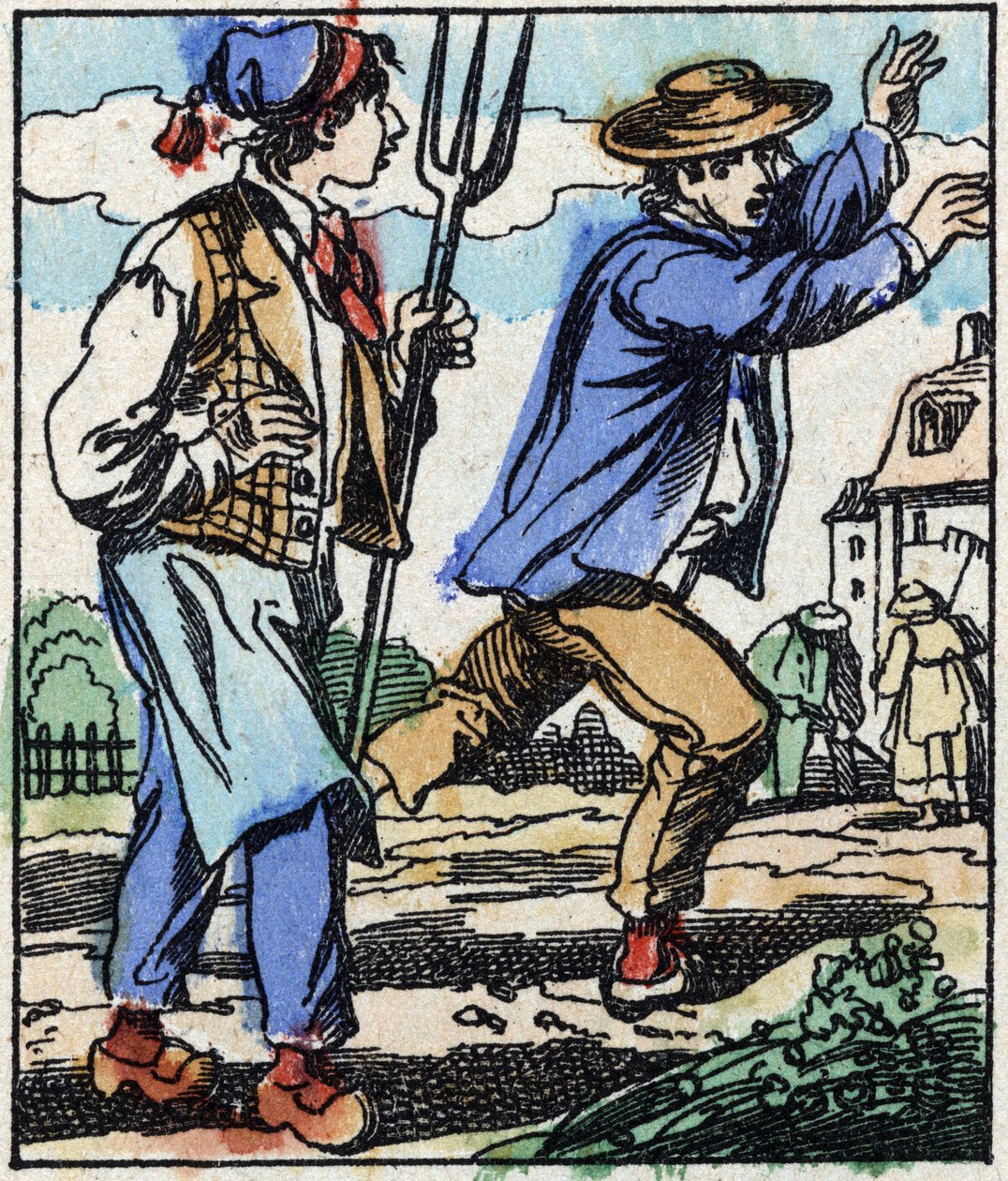 Illustration av berättelsen "" Djävulens gaffel "" Trästick från Imaging Pellerin - Epinal, sd. Sent 1800-tal. av French School