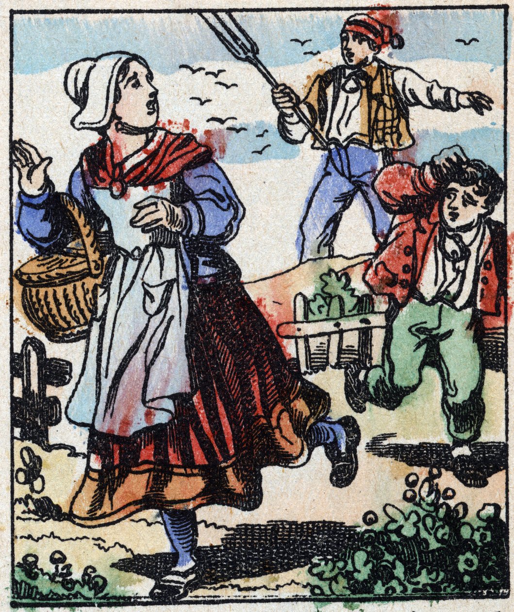 Illustration av berättelsen "" Djävulens gaffel "" Trästick från Imaging Pellerin - Epinal, sd. Sent 1800-tal. av French School