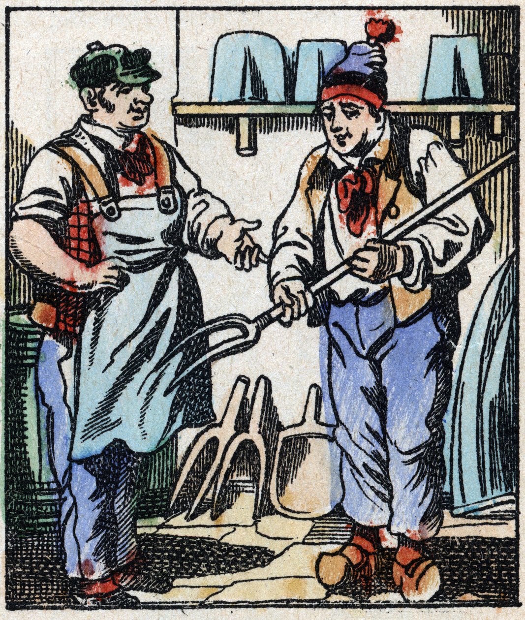 Illustration av berättelsen "" Djävulens gaffel "" Trästick från Imaging Pellerin - Epinal, sd. Sent 1800-tal. av French School