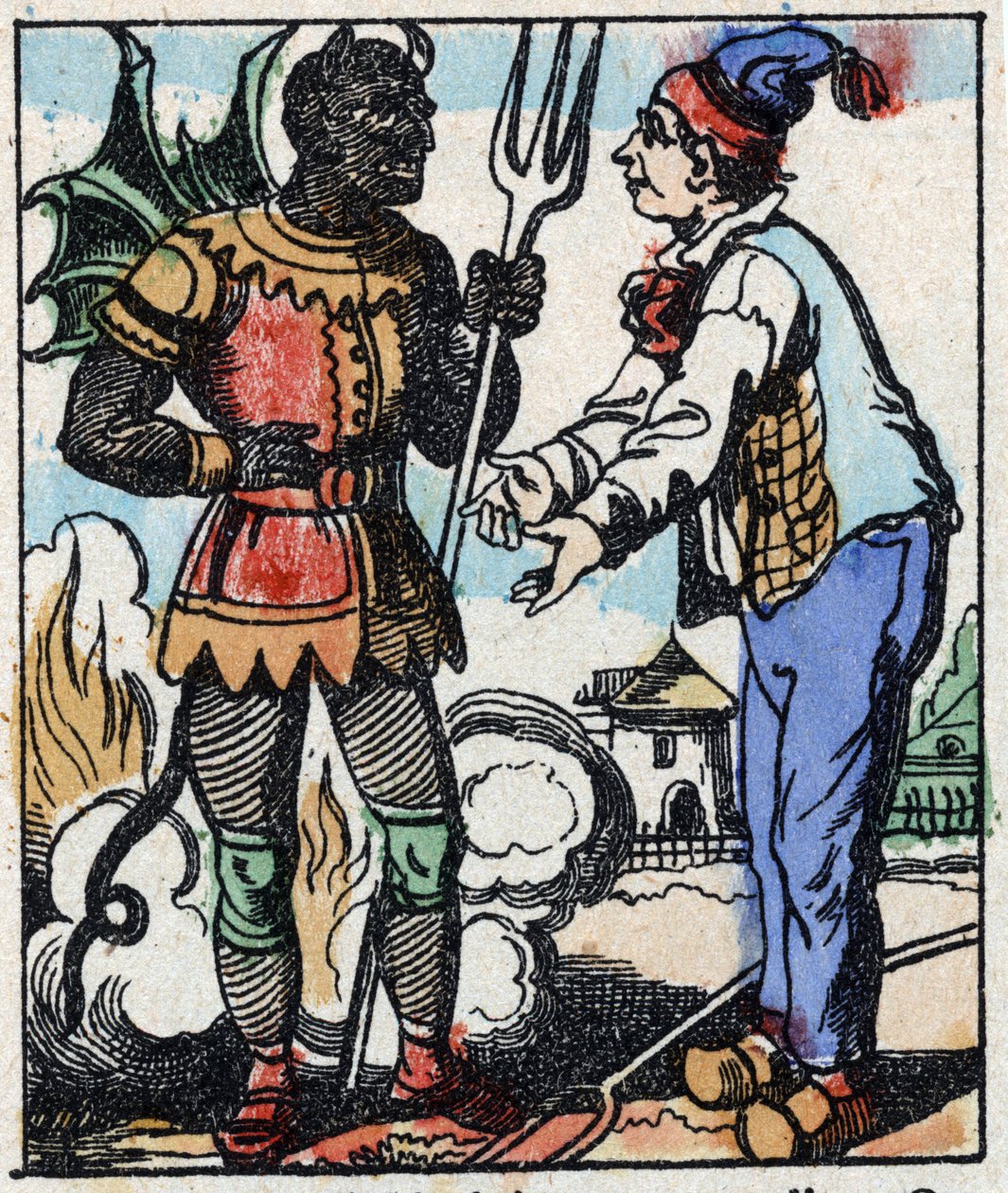 Illustration av berättelsen "" Djävulens gaffel "" Trästick från Imaging Pellerin - Epinal, sd. Sent 1800-tal. av French School