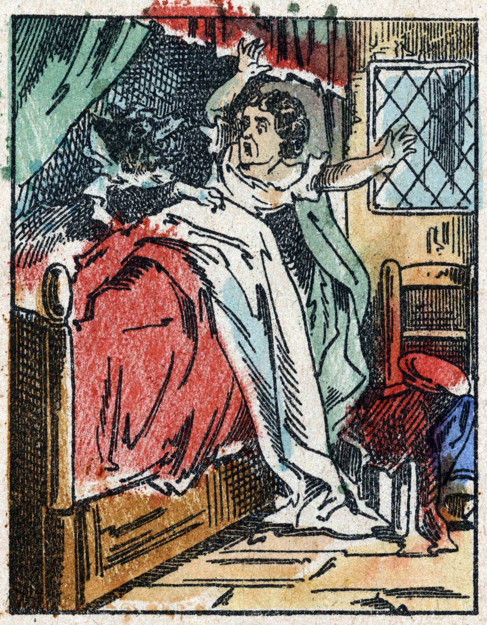 Illustration av berättelsen "Rödluvan"" av Charles Perrault. Trästick från Imaging Pellerin - Epinal, sd. Sent 1800-tal. av French School