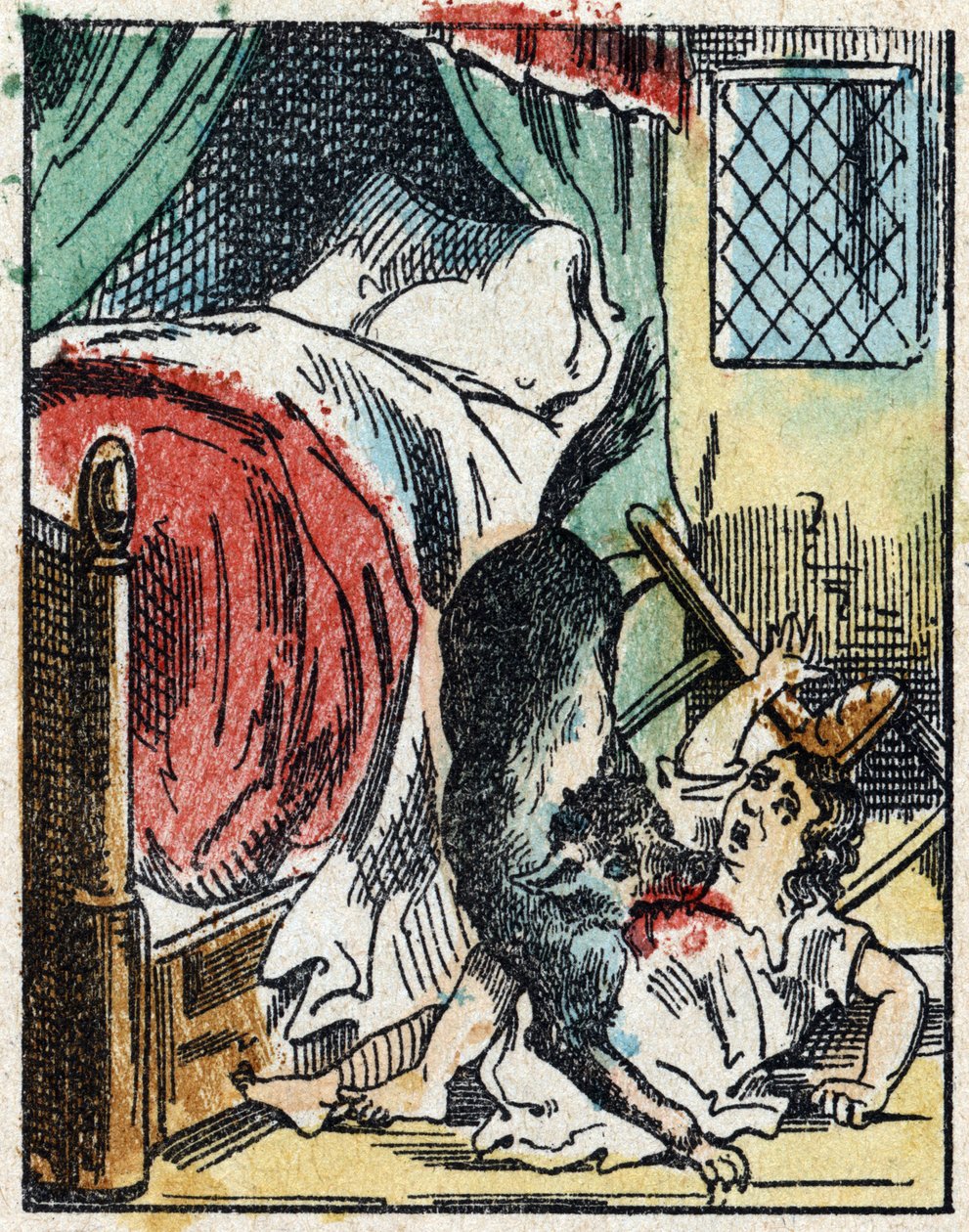 Illustration av berättelsen "Rödluvan"" av Charles Perrault. Trästick från Imaging Pellerin - Epinal, sd. Sent 1800-tal. av French School