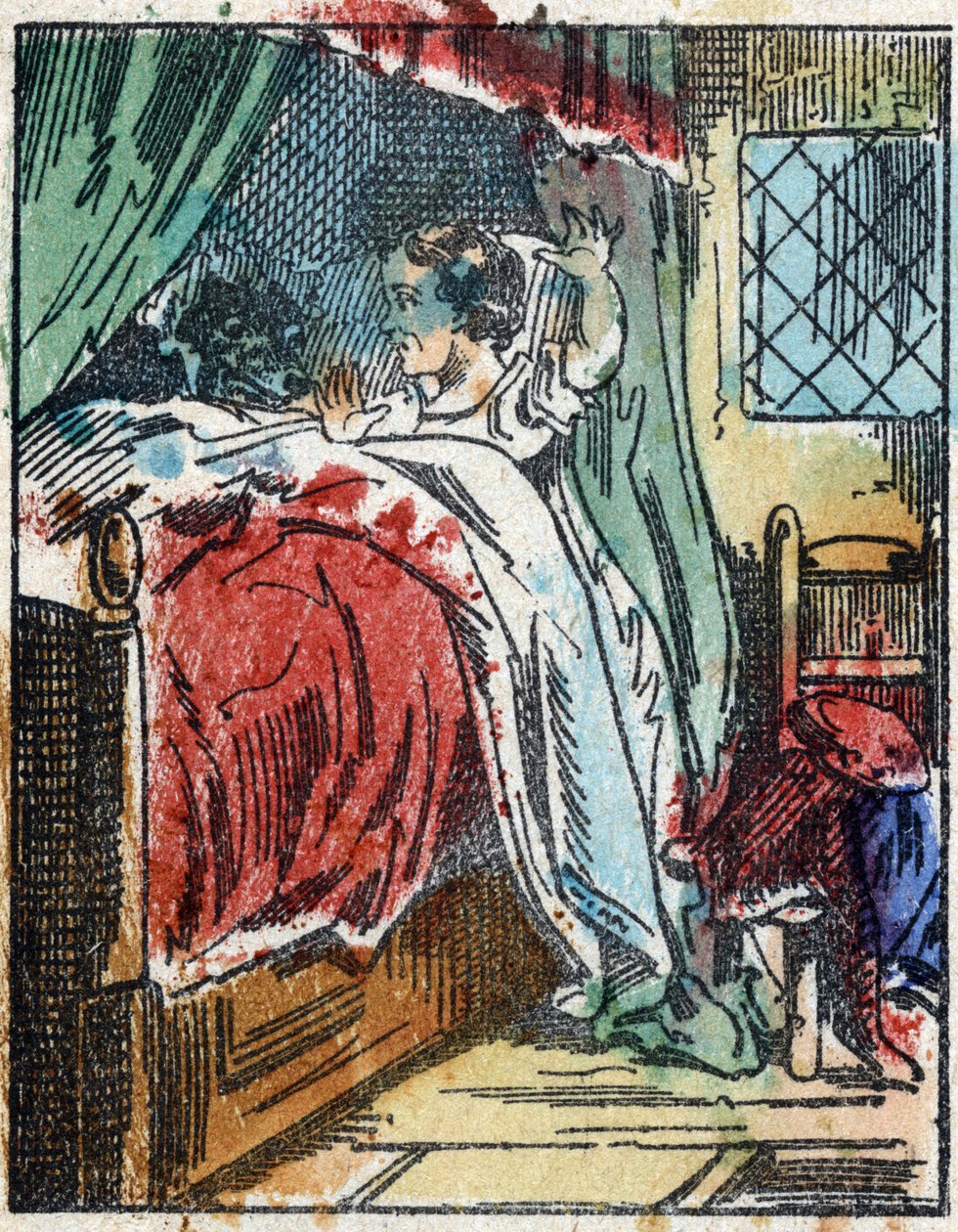 Illustration av berättelsen "Rödluvan"" av Charles Perrault. Trästick från Imaging Pellerin - Epinal, sd. Sent 1800-tal. av French School