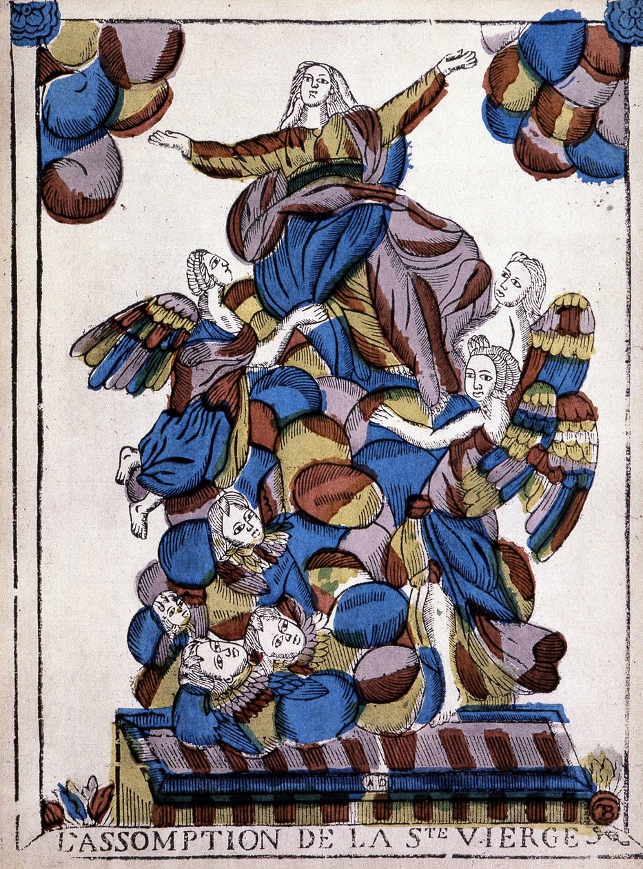 Bild av Epinal: Assumption of the Virgin, ca. 1820, "" The Popular Image "" av Pierre Louis Duchartre och René Saubrier, Librairie de France av French School