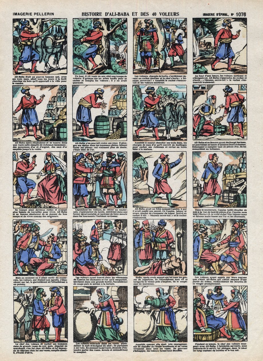Bilder av Epinal från Pellerin House - cirka 1913 - Illustration till sagorna om tusen och en natt. berättelsen om Ali Baba (Ali Baba) och 40 tjuvar av French School
