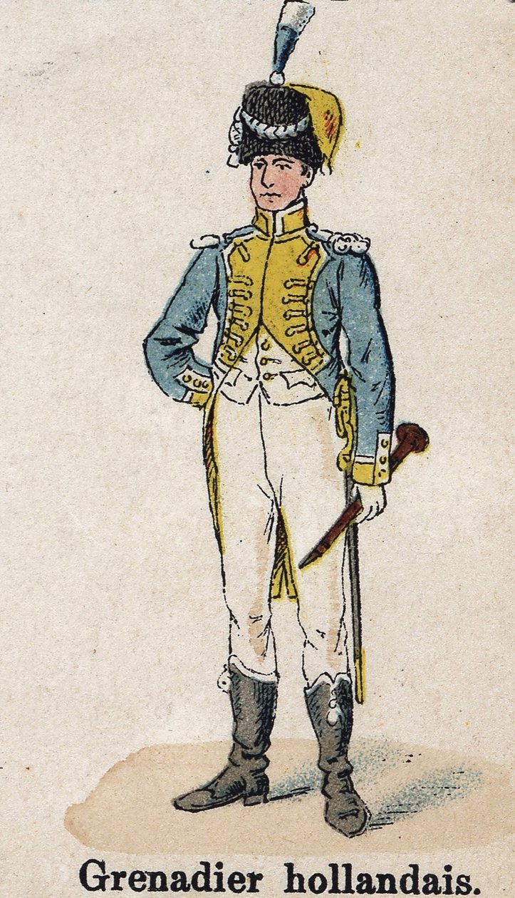 Imperial Guard Napoleon I: Holländsk grenadjär - musiker. Tallrik från boken Les Uniforms de l