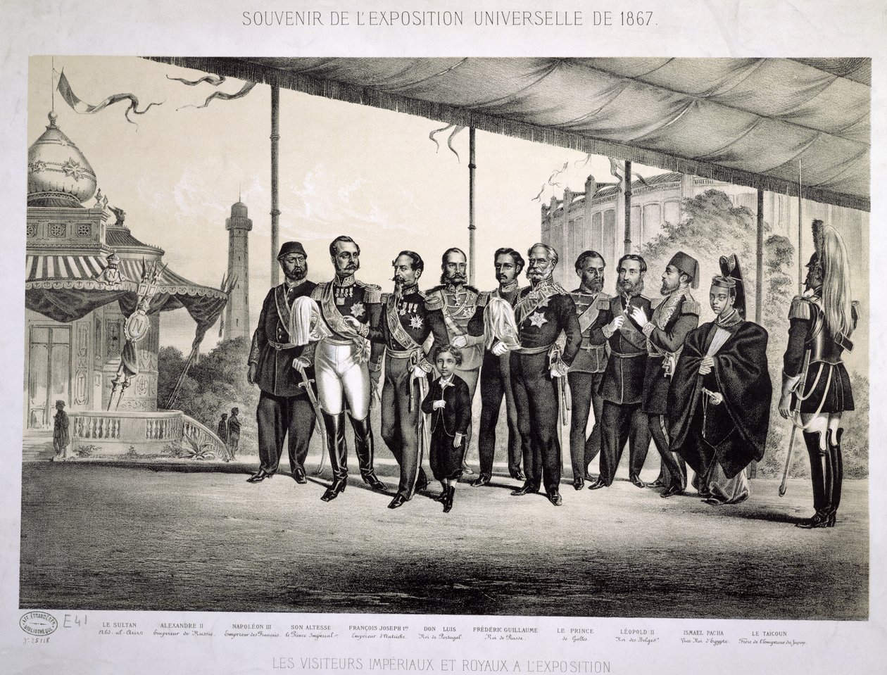 Kejserliga och kungliga besökare till den universella utställningen i Paris, 1867 av French School
