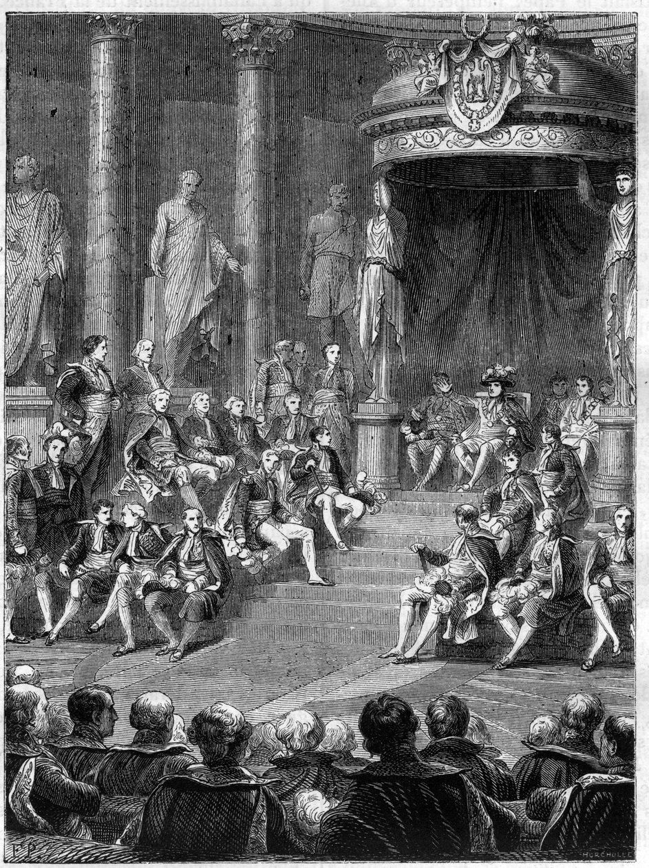 Imperiale seans i senaten: tal av Napoleon om konstitutionen av det nya kungadömet Italien 1805 - i "Histoire de l