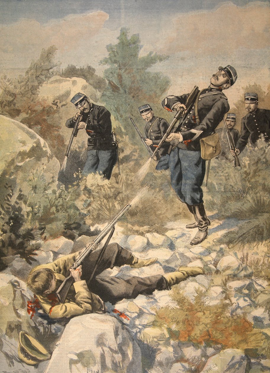 På Korsika: polis och gangster, illustration från Le Petit Journal: Supplement illustre, 1898 av French School