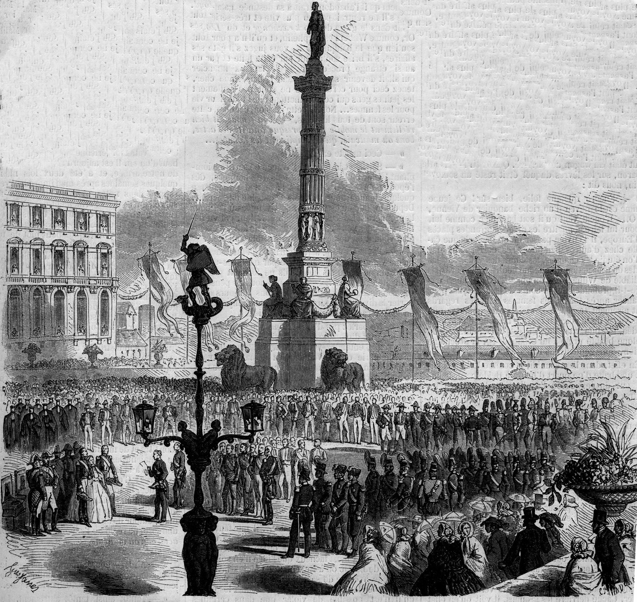 Invigning av kongressens kolumn (1850-1859). Bryssel, Belgien av French School