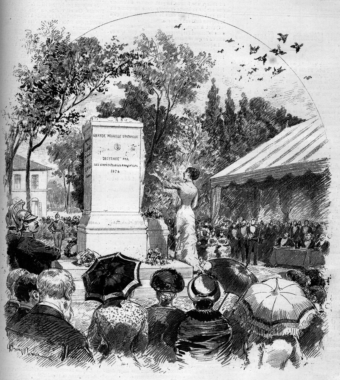 Invigning av monumentet tillägnat målaren Jean Baptiste Camille Corot (1796-1875) i Ville d