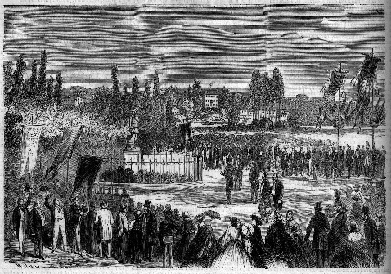 Invigning av statyn av Bernard Palissy (1510-1589), fransk keramiker, i Joinville le Pont av French School