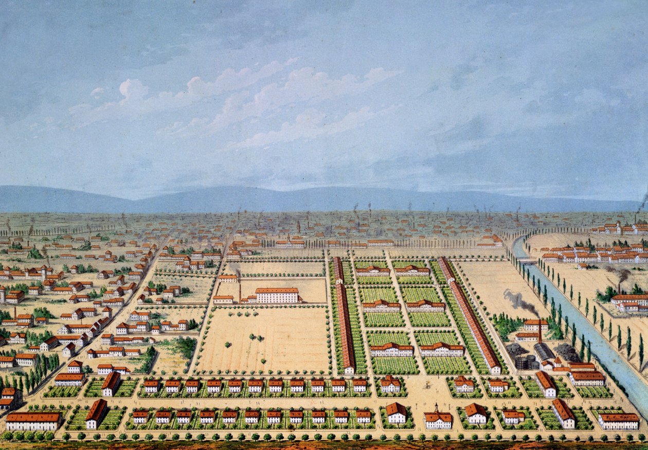 Industriell bostadsplan i Mulhouse, Frankrike, 1846 av French School